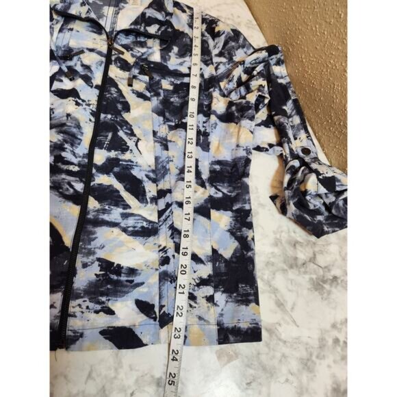 Zenergy By Chico's Women's Blue White Tie Dye Long Sleeve Full Zip Jacket Sz L - Picture 5 of 5